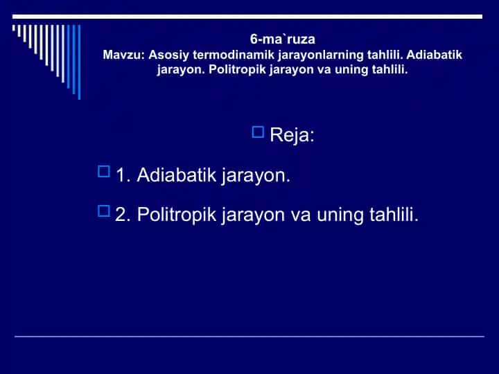 Termodinamika ma'ruzasi