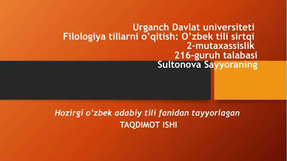 O'zbek tilida soddagi gap qoliplari