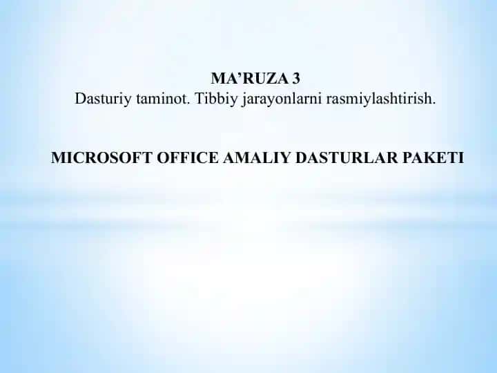 MICROSOFT OFFICE AMALIY DASTURLAR PAKETI