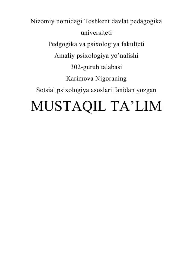 Sotsial psixologiya asoslari