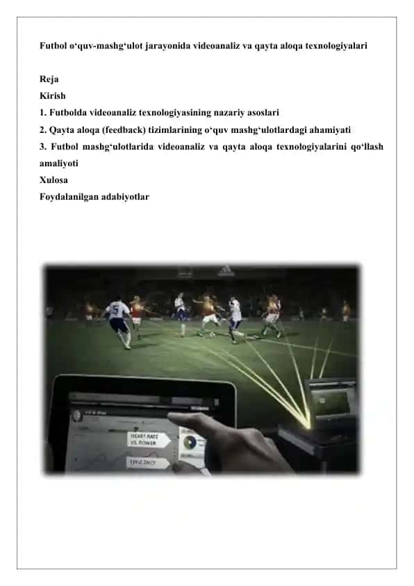 Futbolda videoanaliz texnologiyasining nazariy asoslari