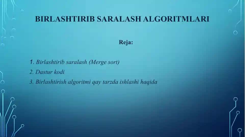 Birlashtirib saralash (Merge sort)