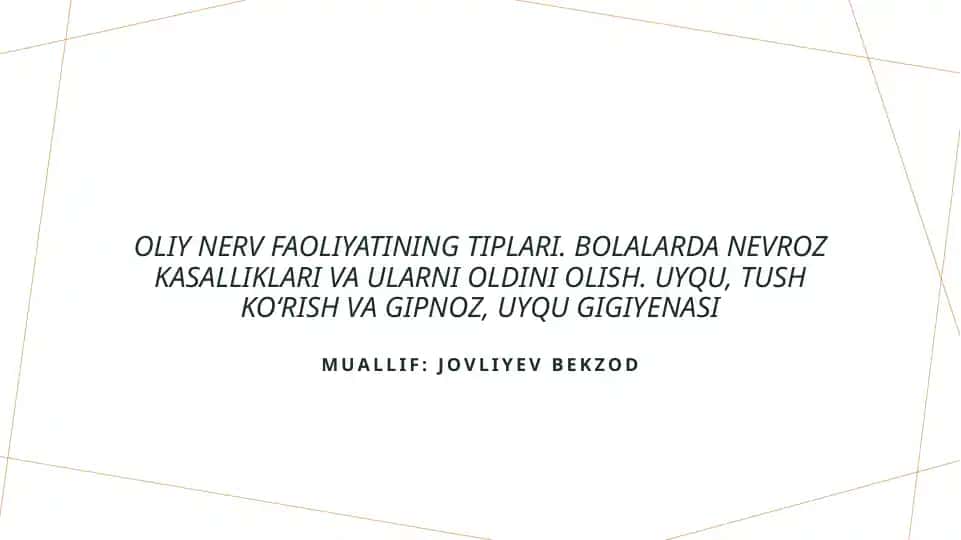 Oliy nerv faoliyatining tiplari