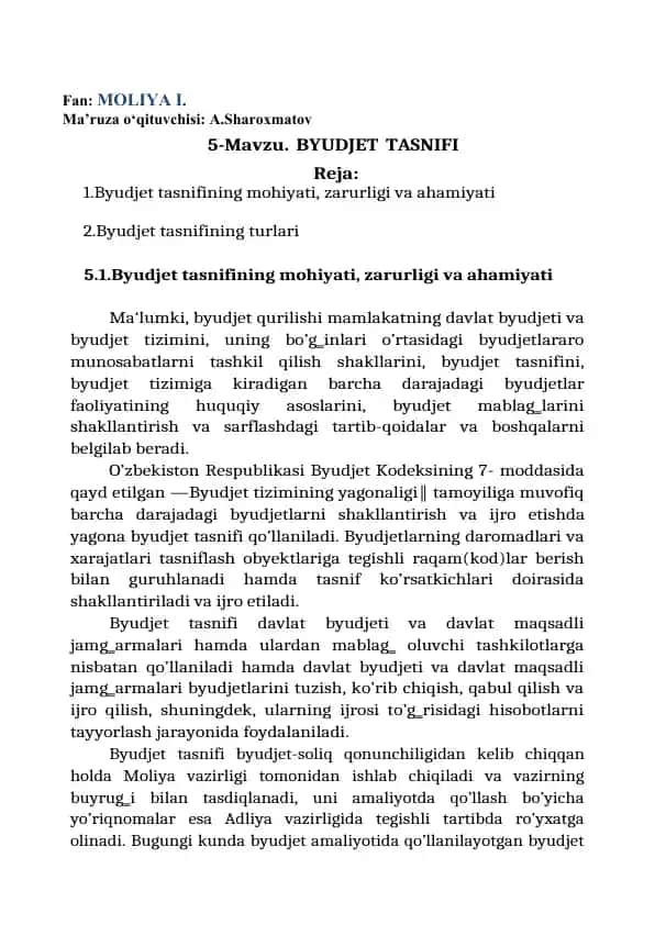 Byudjet tasnifi