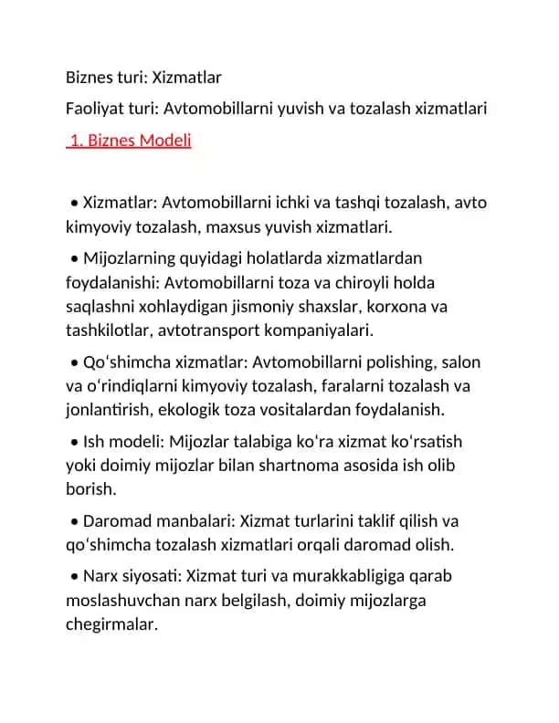 Avtomobillarni yuvish va tozalash xizmati