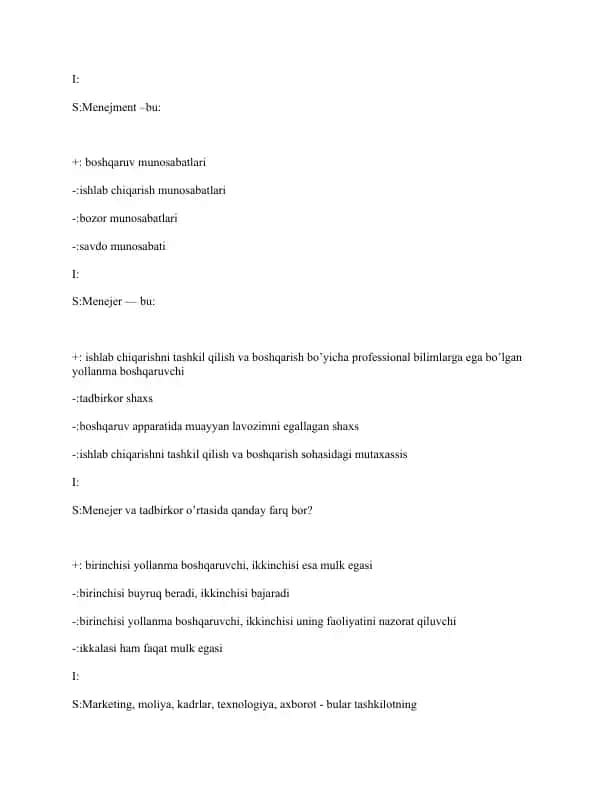 Menejment va tadbirkorlik