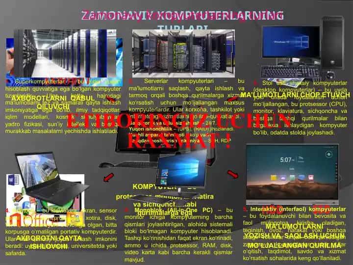 Zamonaviy kompyuterlarning turlari