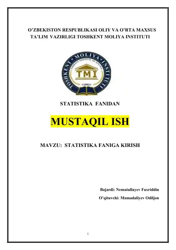 Statistika Faniga Kirish