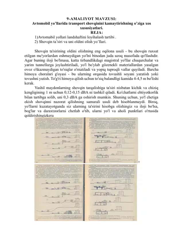 Avtomobil yo’llarida transport shovqinini kamaytirishning o’ziga xos xususiyatlari