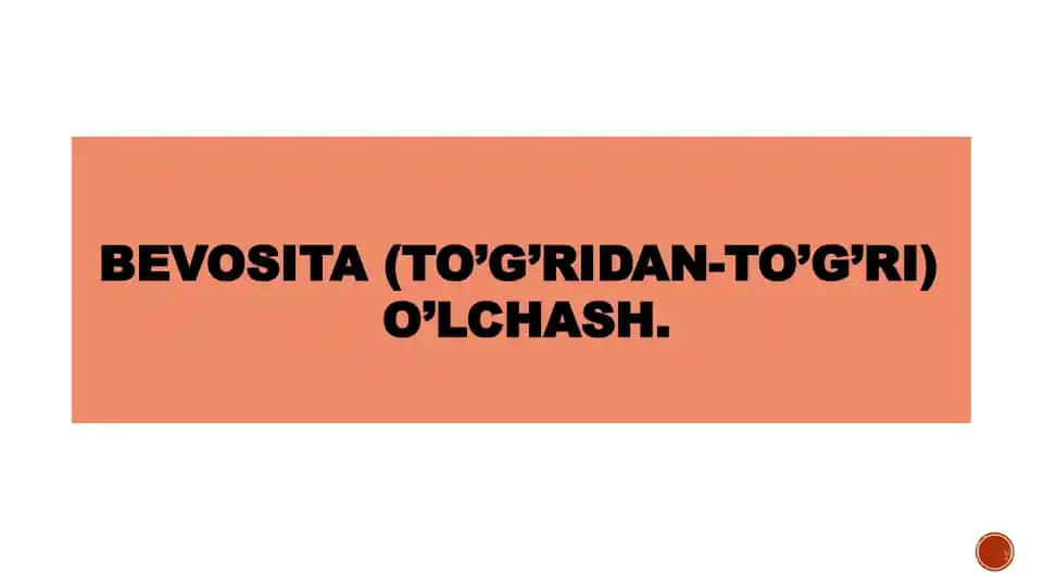 BEVOSITA (TO’G’RIDAN-TO’G’RI) O’LCHASH