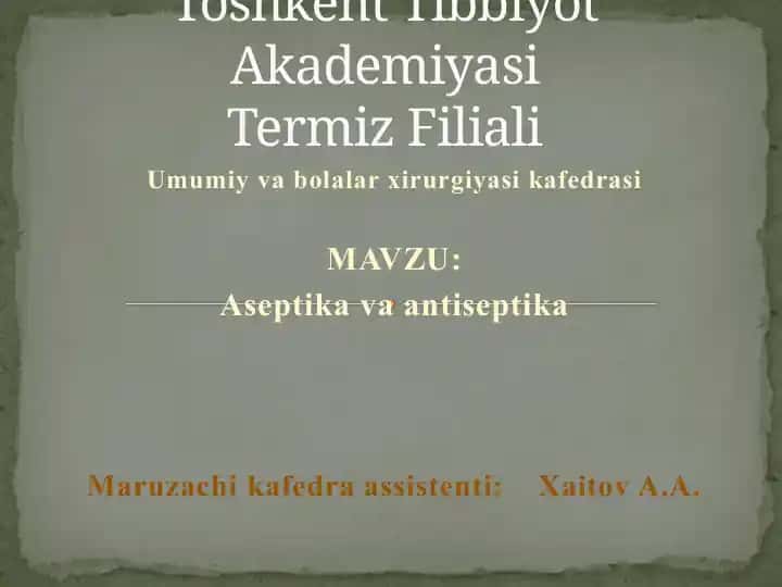 Umumiy va bolalar xirurgiyasi