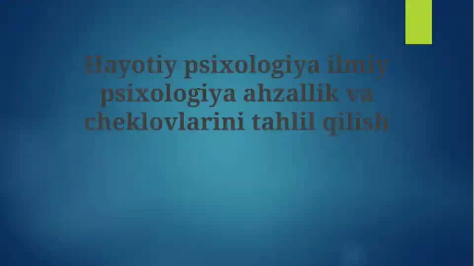 Hayot Psixologiyasi