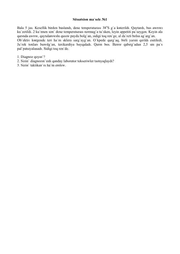 Viruslı gepatit A, tipik, orta awırlıqta, ѳtkir keshiwi
