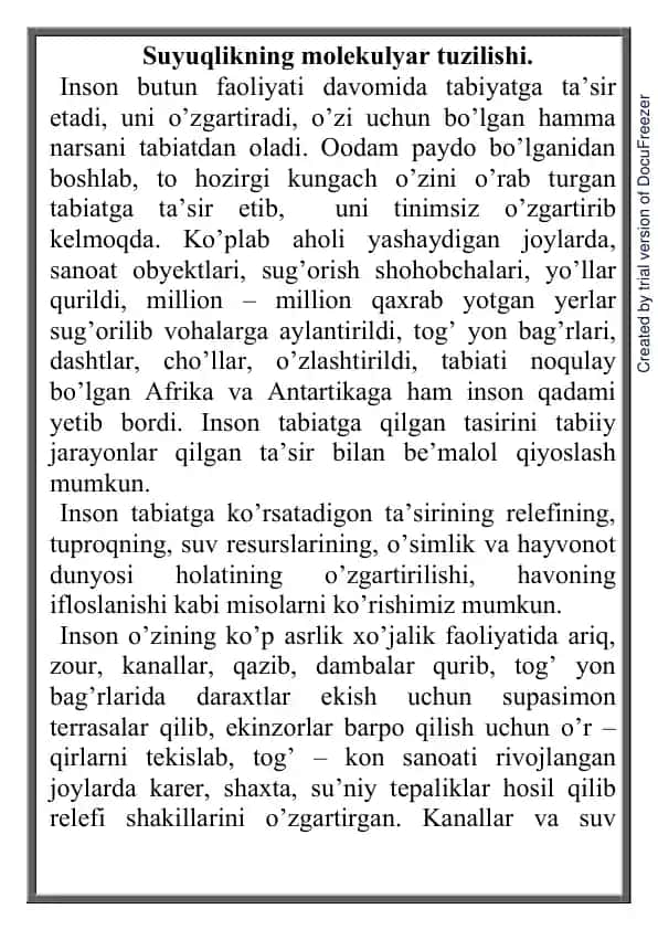 Suyuqlikning molekulyar tuzilishi
