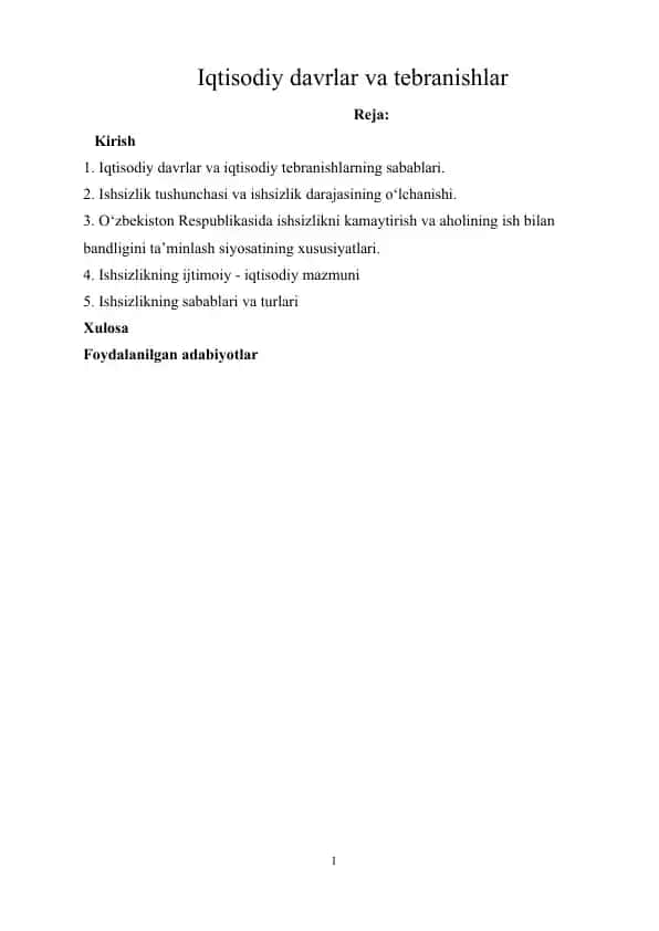 Iqtisodiy davrlar va tebranishlar