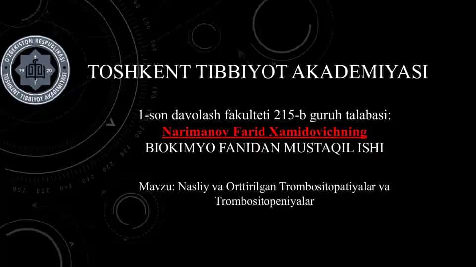 IRSI (NASLIY) TROMBOSITOPATIYALAR