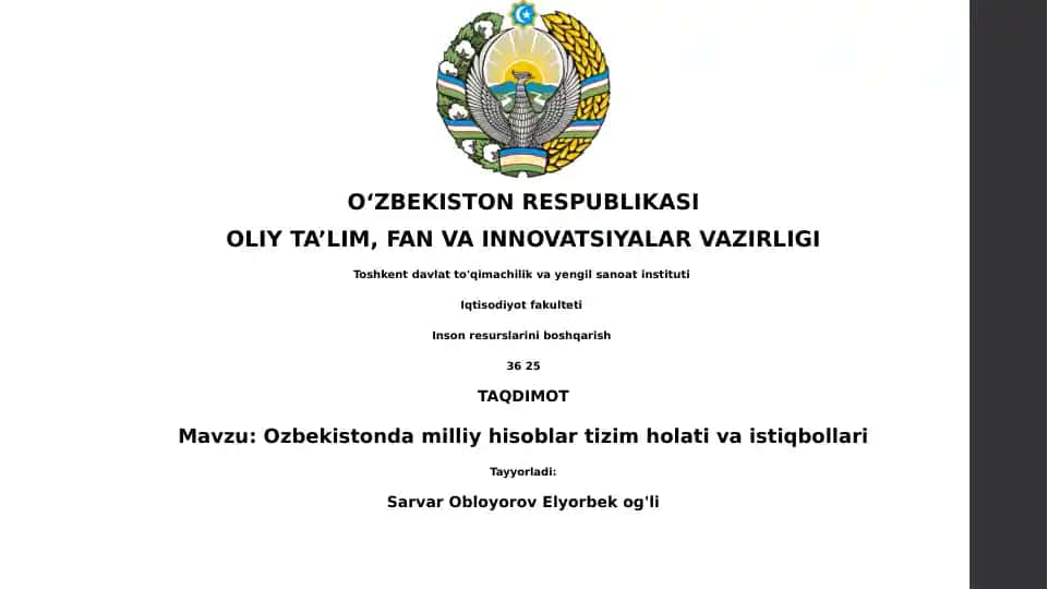 O'zbekistonda milliy hisoblar tizimi