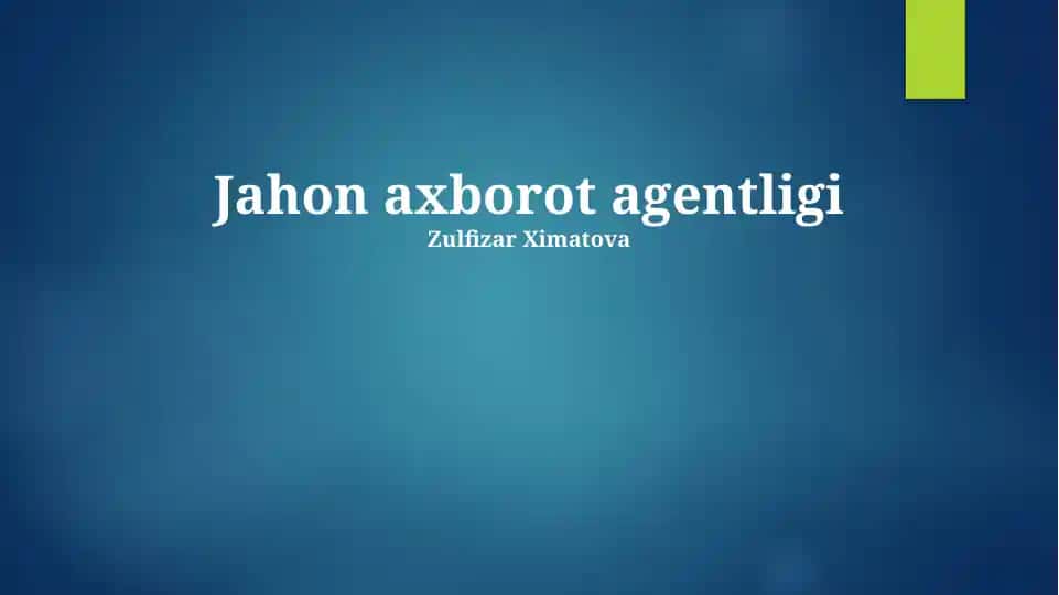 O‘zbekiston Milliy Axborot Agentligi (O‘zA) faoliyati haqida taqdimot