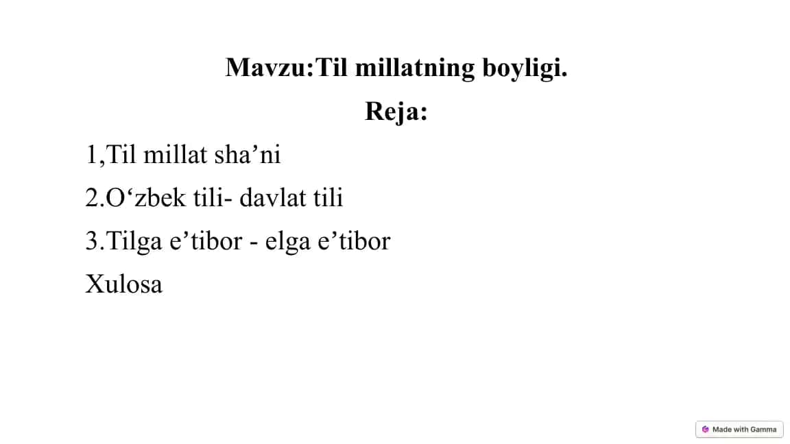 Til millatning boyligi