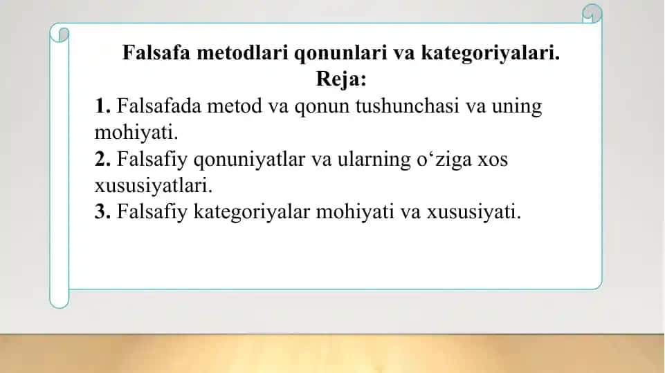 Falsafa metodlari qonunlari va kategoriyalari