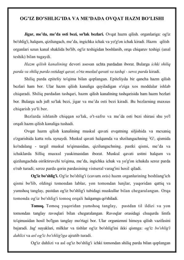 Ovqat hazm qilish