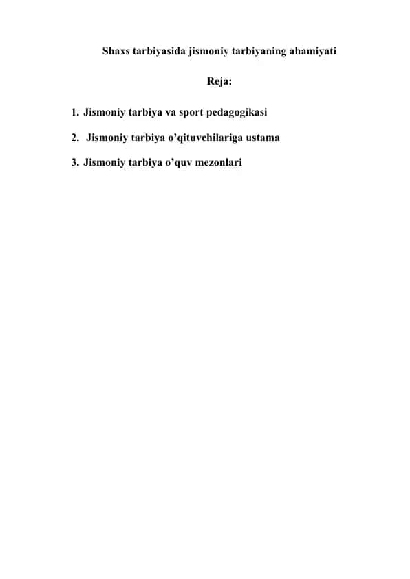 Jismoniy tarbiya va sport pedagogikasi