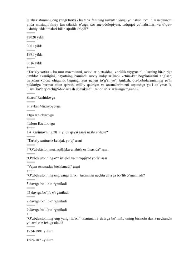 O‘zbekistonning eng yangi tarixi