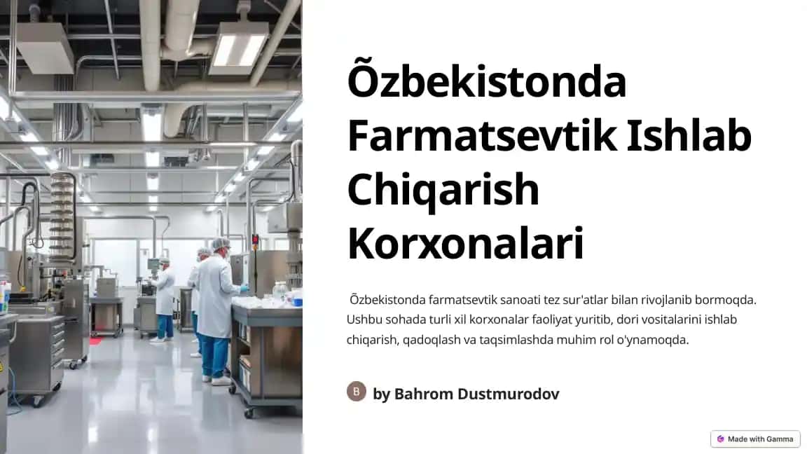 Farmatsevtik Ishlab Chiqarish Korxonalar
