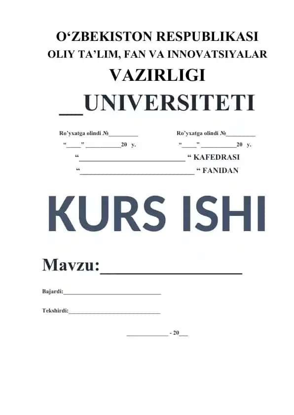 Kurs ishi: Boshlang‘ich sinflarda darslik va qo‘llanmalar bilan ishlashning o‘ziga xos xususiyatlari