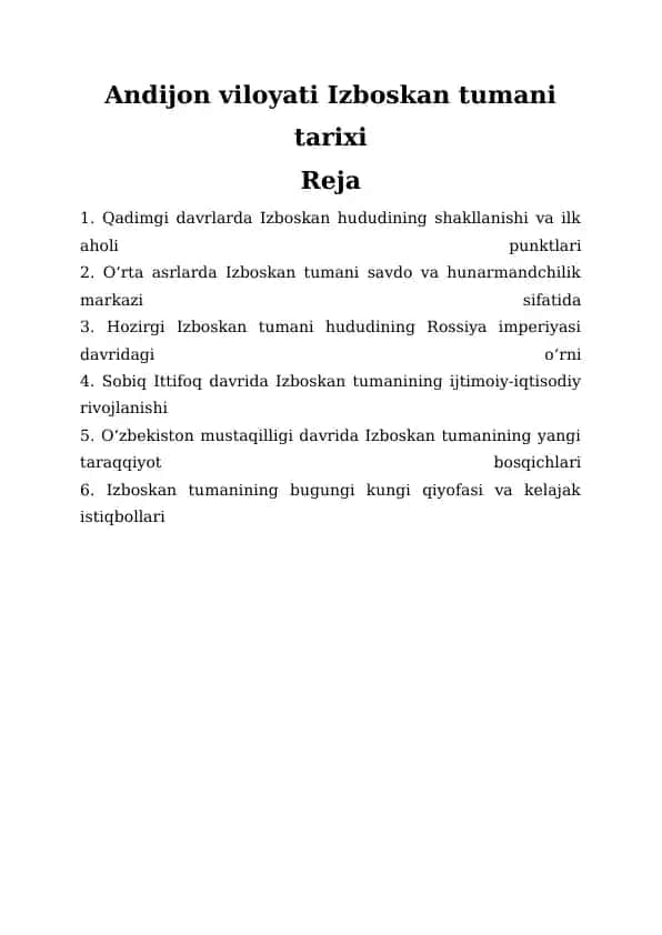 Andijon viloyati Izboskan tumani tarixi