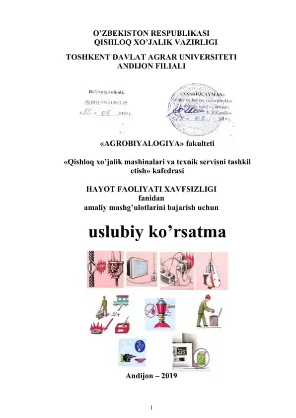 Uslubiy ko'rsatma "Hayot faoliyati xavfsizligi" fanidan