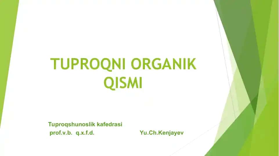 TUPROQNI ORGANIK QISMI
