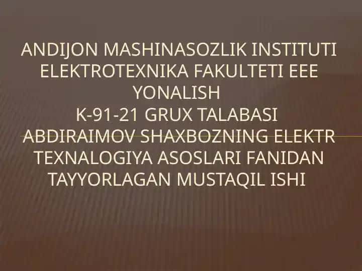 Metallarni elektr gidravlik usul bilan qayta ishlashning asoslari