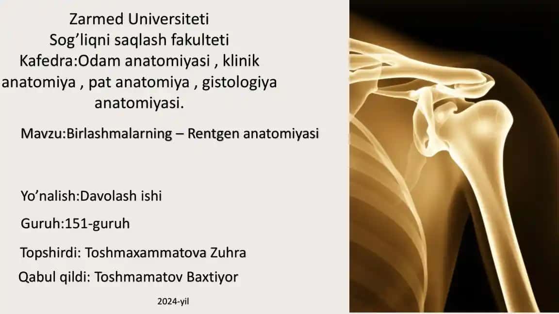Birlashmalarning Rentgen Anatomiyasi