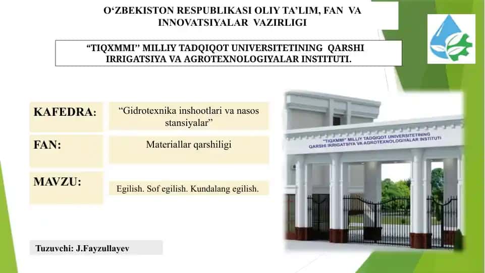 Gidrotexnika inshootlari va nasos stansiyalari