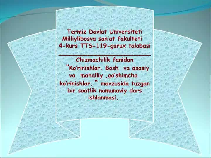 Bir soatlik namunaviy dars ishlanmasi