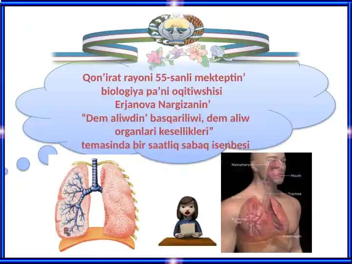 Qon’irat rayoni 55-sanli mekteptin’ biologiya pa’ni oqitiwshisi