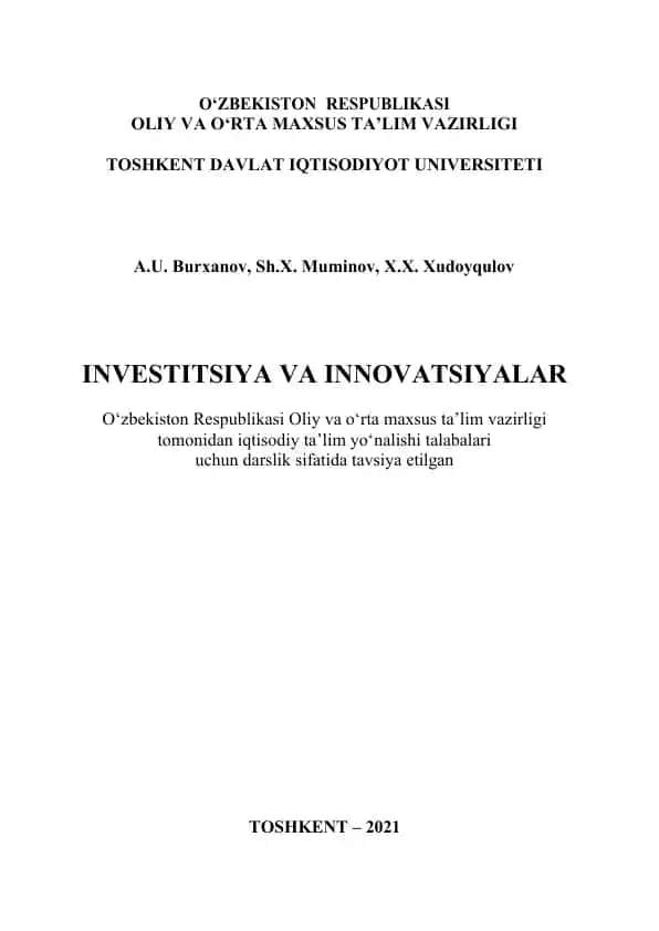 Investitsiya va innovatsiyalar
