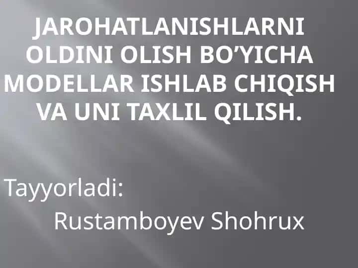 Jarohatlanishlar modellari va unit tahlil qilish