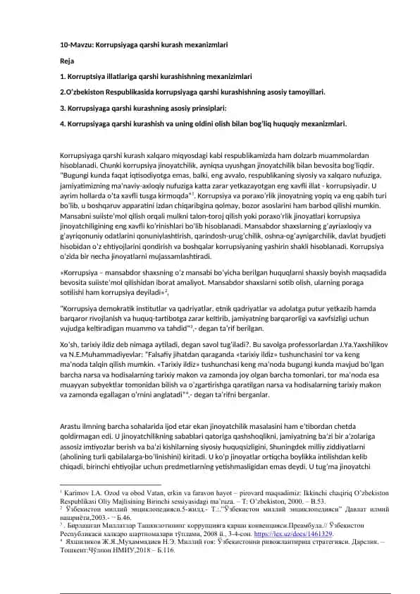 Korrupsiyaga qarshi kurash mexanizmlari