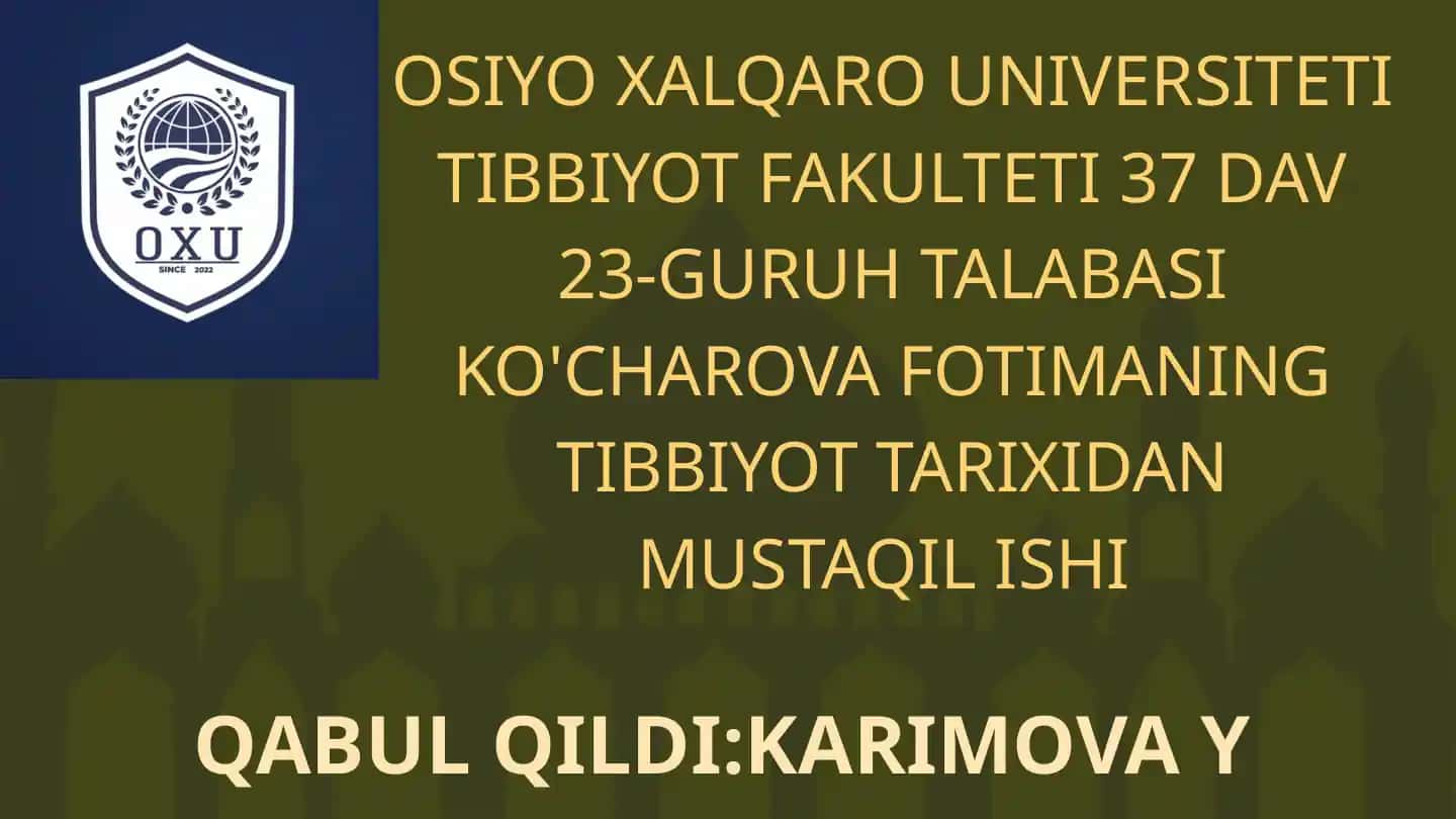 Arab xalifaligi davrining tibbiyot rivoji