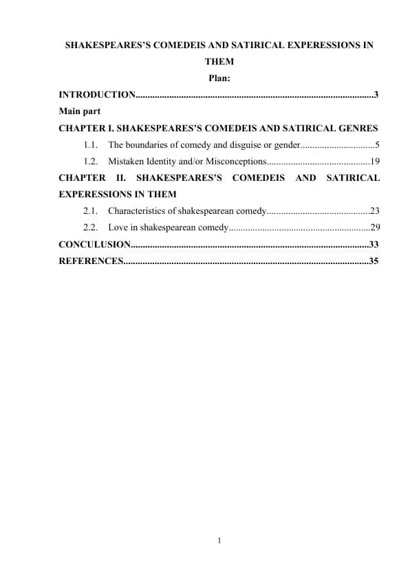 Shakespeares's Comedies and Satirical Expressions in Them