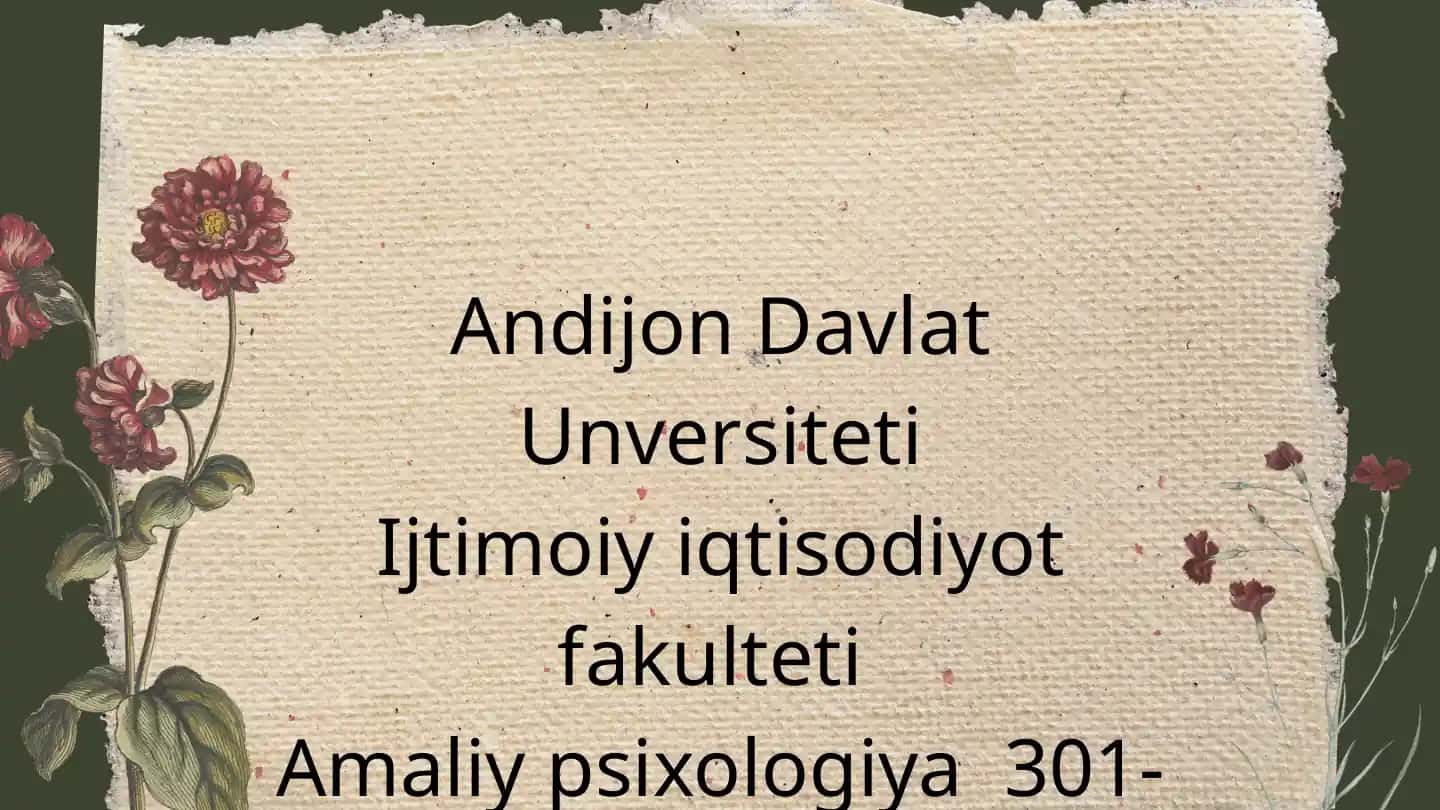 Amaliy psixologiya 301- guruh talabasi Abduqahhorova Mohiraxon