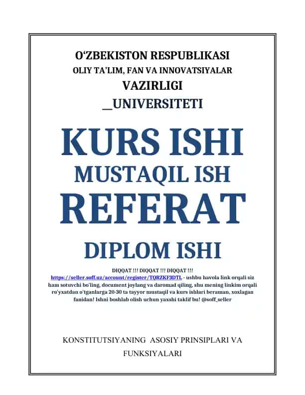 KONSTITUTSIYANING ASOSIY PRINSIPLARI VA FUNKSIYALARI
