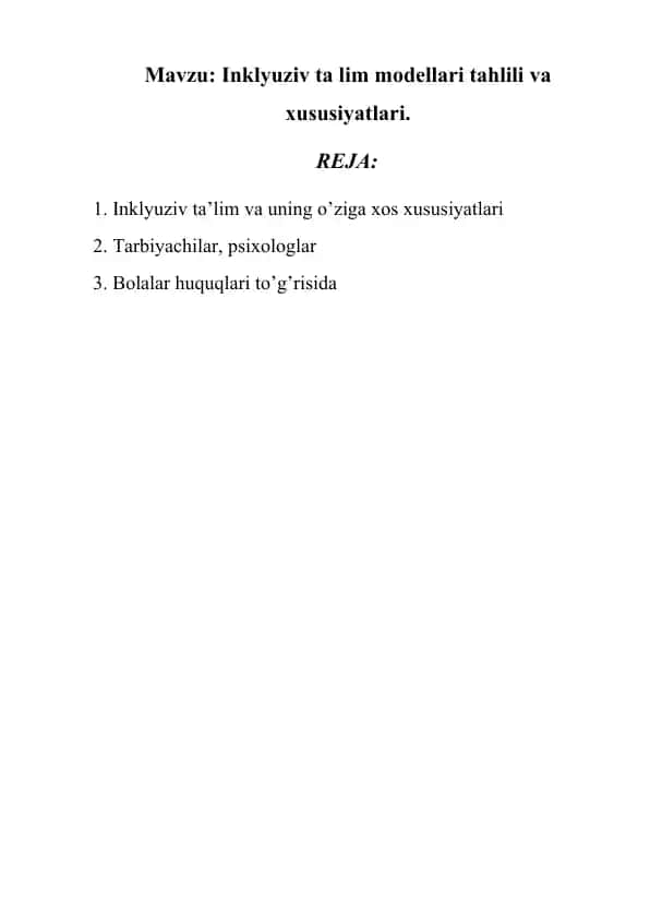 Inklyuziv ta'lim modellari