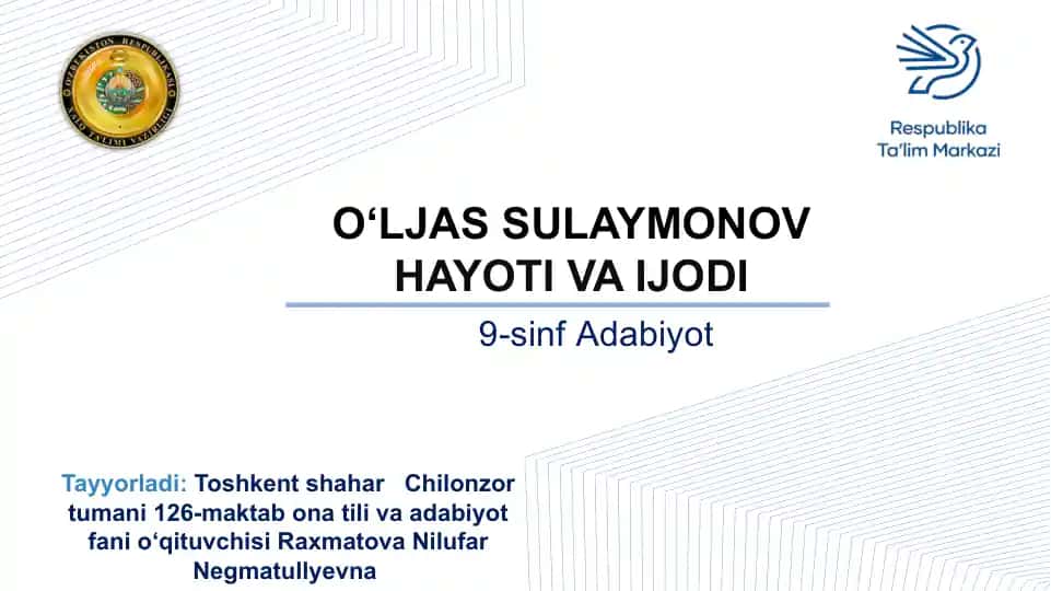O‘ljas Sulaymonov HAYOTI VA IJODI