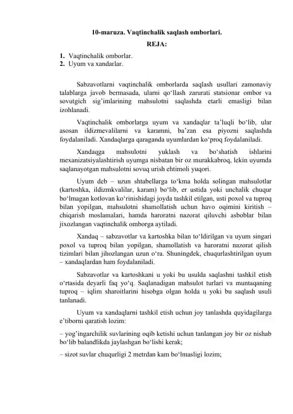 Vaqtinchalik saqlash omborlari