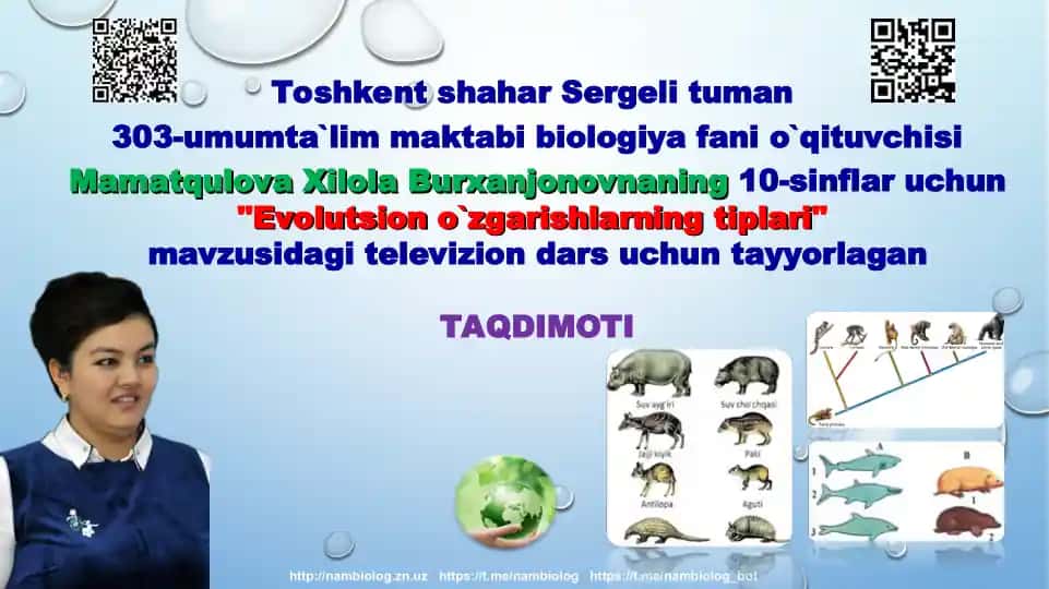 "Evolutsion o`zgarishlarning tiplari"