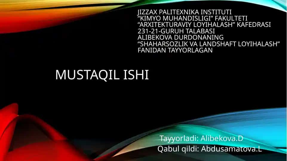 Sharsozlik va landshaft " Istirohat bogʻi "