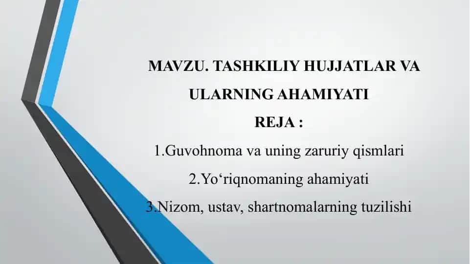 Guvohnoma va uning zaruriy qismlari